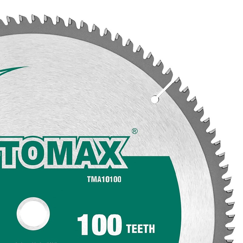 TOMAX منشار دائري بقطر 10 بوصات و100 سن لقطع الألمنيوم الرقيق والمعادن غير الحديدية مع محور 5/8 بوصة - Image 2